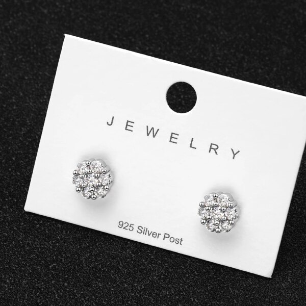 KNOBSPIN Moissanite Stud Earrings – D VVS1 Round, 18K White Gold Plated 925 Silver