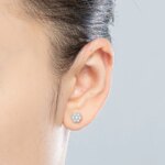 KNOBSPIN Moissanite Stud Earrings – D VVS1 Round, 18K White Gold Plated 925 Silver