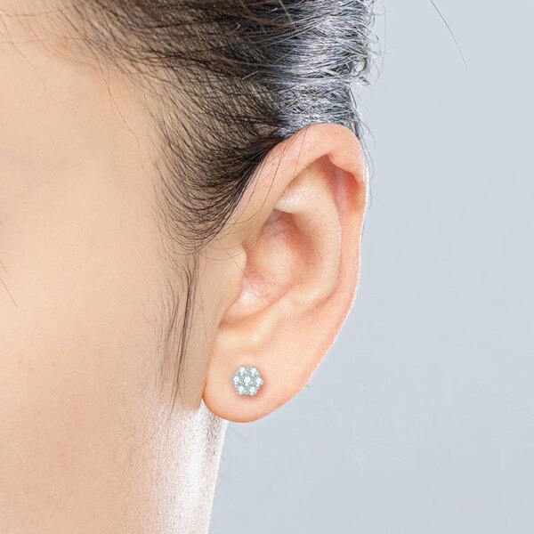 KNOBSPIN Moissanite Stud Earrings – D VVS1 Round, 18K White Gold Plated 925 Silver