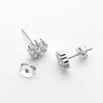 KNOBSPIN Moissanite Stud Earrings – D VVS1 Round, 18K White Gold Plated 925 Silver