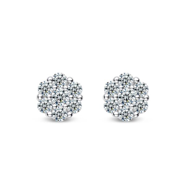 KNOBSPIN Moissanite Stud Earrings – D VVS1 Round, 18K White Gold Plated 925 Silver