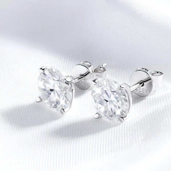 Smyoue Each 0.2-2CT GRA Certified Moissanite Stud Earrings for Women 4 Claw Sparkling Wedding Party Jewelry Sterling Silver S925