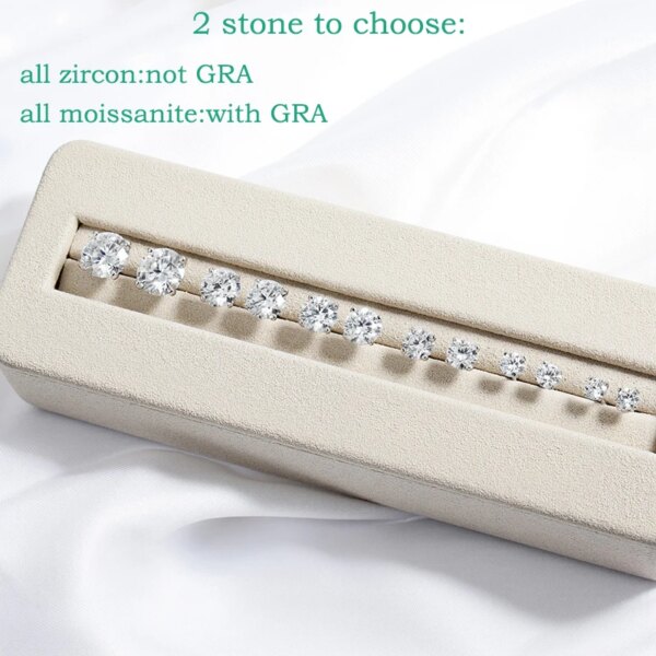 Smyoue Each 0.2-2CT GRA Certified Moissanite Stud Earrings for Women 4 Claw Sparkling Wedding Party Jewelry Sterling Silver S925