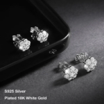 EWYA 1.4CT Moissanite Flower Stud Earrings – 7 Stones, 925 Silver