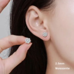 EWYA 1.4CT Moissanite Flower Stud Earrings – 7 Stones, 925 Silver