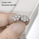 EWYA 1.4CT Moissanite Flower Stud Earrings – 7 Stones, 925 Silver