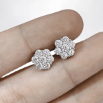 EWYA 1.4CT Moissanite Flower Stud Earrings – 7 Stones, 925 Silver