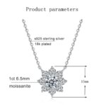 KNOBSPIN GRA Moissanite Flower Pendant Necklace – 18K White Gold Plated 925 Silver