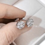 2.5/3/5mm Moissanite Cluster Flower Stud Earrings GRA Certified 925 Sterling Silver Party Wedding Earrings for Women Jewelry