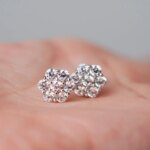 2.5/3/5mm Moissanite Cluster Flower Stud Earrings GRA Certified 925 Sterling Silver Party Wedding Earrings for Women Jewelry
