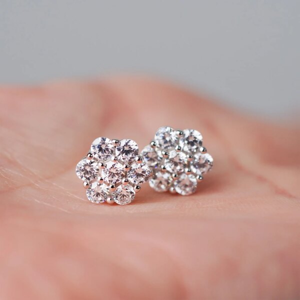 2.5/3/5mm Moissanite Cluster Flower Stud Earrings GRA Certified 925 Sterling Silver Party Wedding Earrings for Women Jewelry