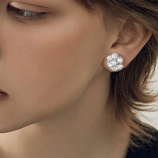 FEOBUR 7CT 5mm Flower Full Moissanite Stud Earrings for Women 925 Sterling Silver Diamond Cluster Earring Wedding Jewelry Gift
