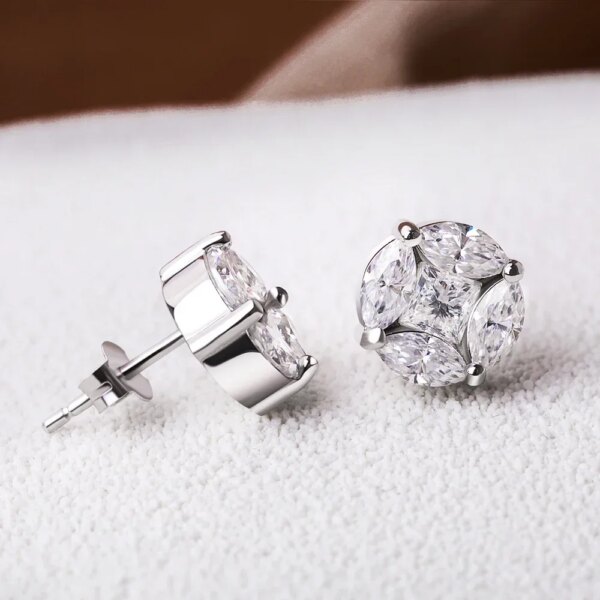 10mm Moissanite Star Cluster Stud Earrings – 925 Sterling Silver, Certified