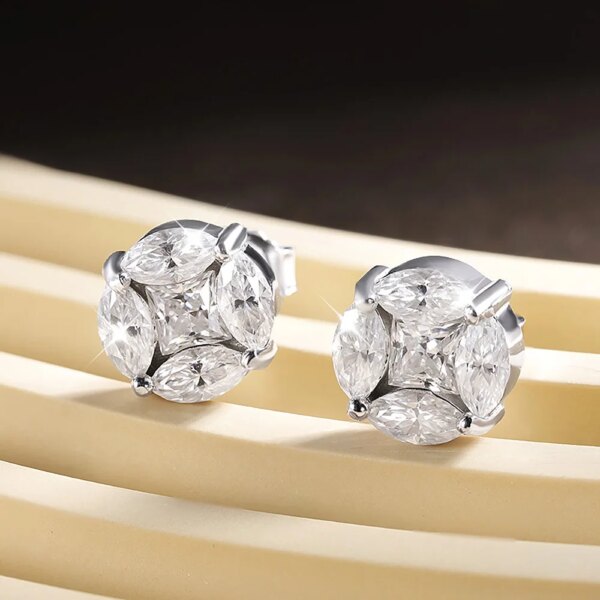 10mm Moissanite Star Cluster Stud Earrings – 925 Sterling Silver, Certified