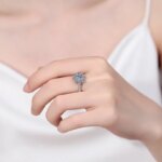 NeeTim 1–2CT Moissanite Eternity Flower Ring – Gold Plated 925 Silver