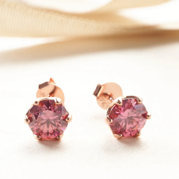 GRA Certified 0.5–1CT D Color Moissanite Stud Earrings – Gold Plated 925 Silver