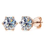 GRA Certified 0.5–1CT D Color Moissanite Stud Earrings – Gold Plated 925 Silver