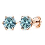 GRA Certified 0.5–1CT D Color Moissanite Stud Earrings – Gold Plated 925 Silver