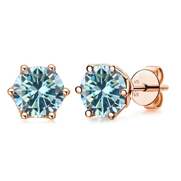GRA Certified 0.5–1CT D Color Moissanite Stud Earrings – Gold Plated 925 Silver