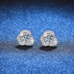 0.5CT Moissanite Camellia Earrings – Classic Elegant 925 Silver