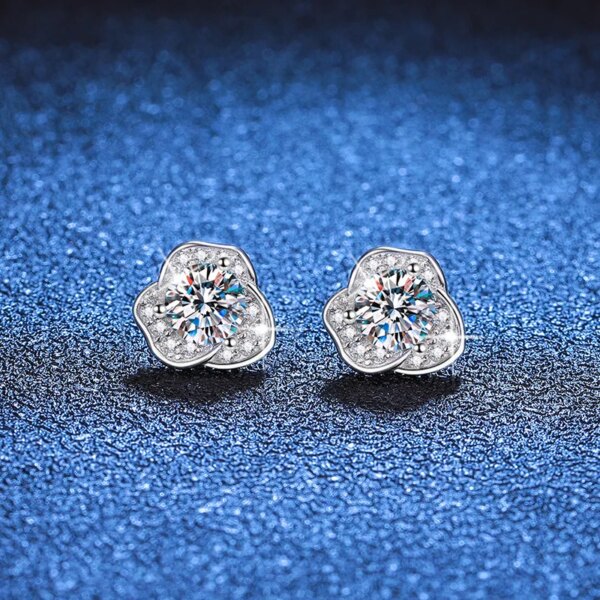 0.5CT Moissanite Camellia Earrings – Classic Elegant 925 Silver