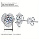 0.5CT Moissanite Camellia Earrings – Classic Elegant 925 Silver