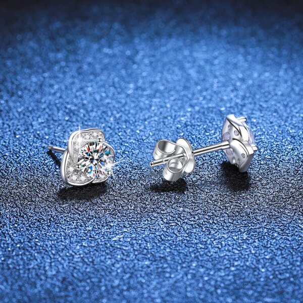 0.5CT Moissanite Camellia Earrings – Classic Elegant 925 Silver
