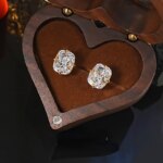 Luksus 8x10mm Is-skjært Sølvøredobber med Diamant
