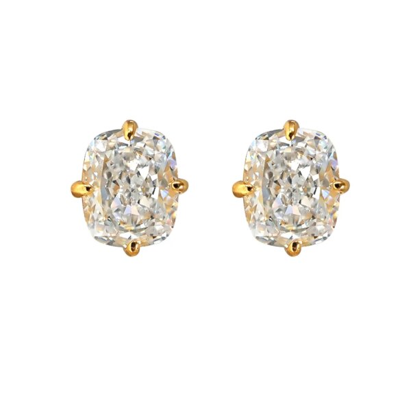 Luksus 8x10mm Is-skjært Sølvøredobber med Diamant