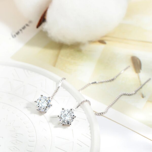 OEVAS 2CT Moissanite Drop Tassel Øredobber 925 Sølv