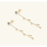 Lnngy Tassel Kjedeøredobber 925 Sølv Moissanite 5mm & 3mm