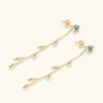 Lnngy Tassel Kjedeøredobber 925 Sølv Moissanite 5mm & 3mm