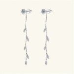 Lnngy Tassel Kjedeøredobber 925 Sølv Moissanite 5mm & 3mm