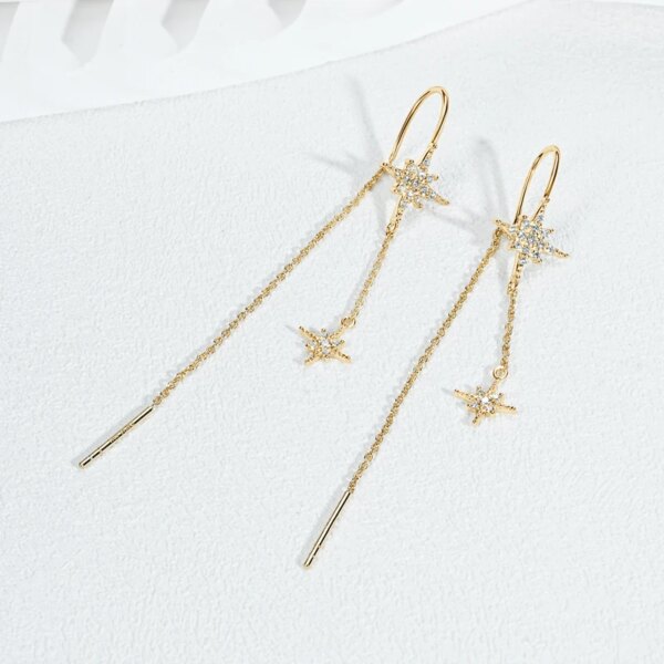 Lnngy Moissanite Stjerne Tassel Øredobber 925 Sølv