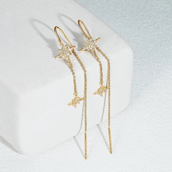 Lnngy Moissanite Stjerne Tassel Øredobber 925 Sølv
