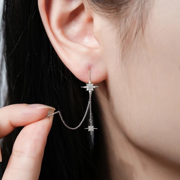 Lnngy Moissanite Stjerne Tassel Øredobber 925 Sølv