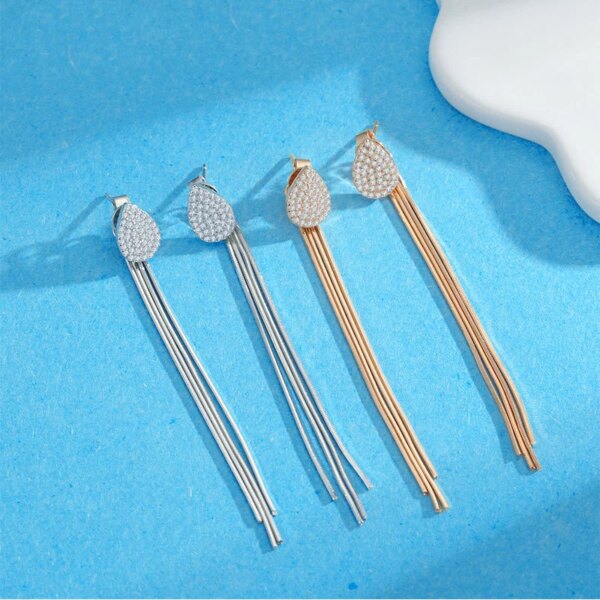 Smyoue Moissanite Tassel Dråpeøredobber 925 Sølv