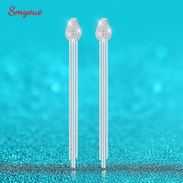 Smyoue Moissanite Tassel Dråpeøredobber 925 Sølv