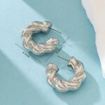 Gold Color Crystal Stone Hoop Earrings Twisted Metal Shape
