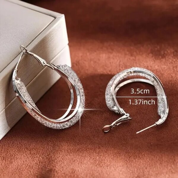 Gold Color Crystal Stone Hoop Earrings Twisted Metal Shape