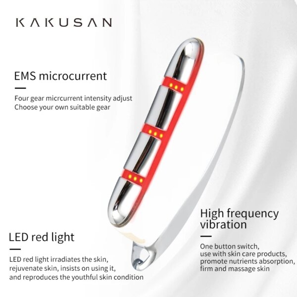 KAKUSAN EMS Gua Sha Ansikts- og Halsløfter med LED og Mikrostrøm