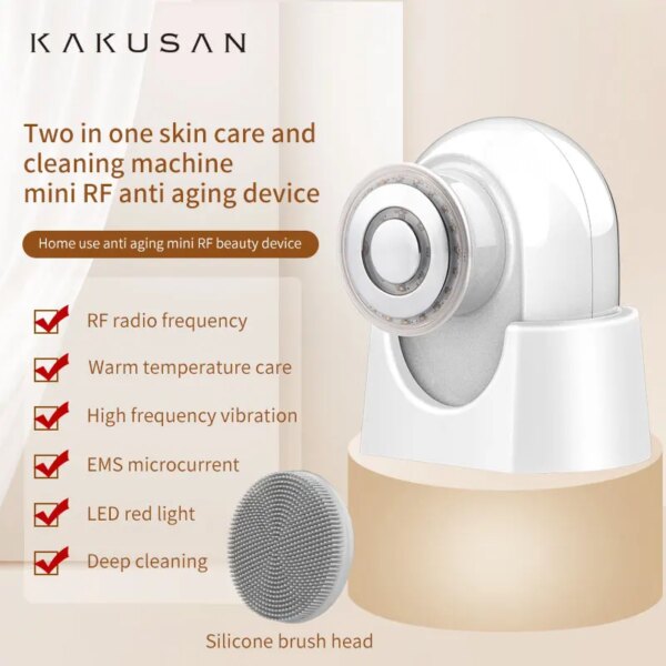KAKUSAN Beauty Trending RF 1 MHZ Beauty Device Mini Vibration Face Cleaning Brush Multifunctional EMS Face Uplifting Device