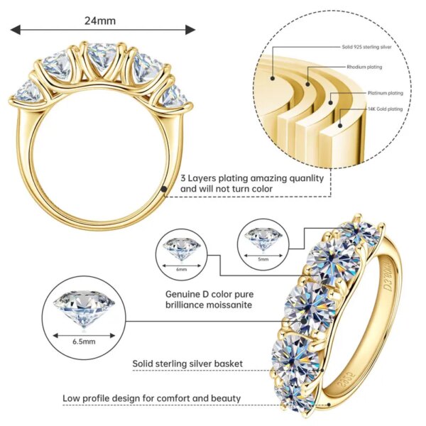 Moissanite Wedding Rings 925 Silver
