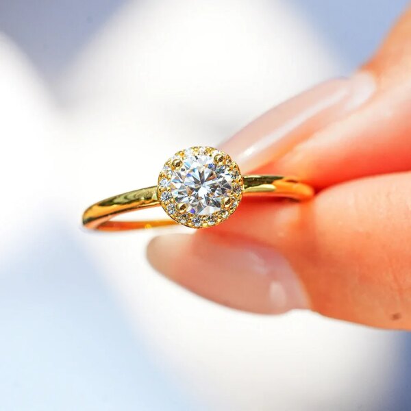Moissanite Round Bag Diamond Ring for Women