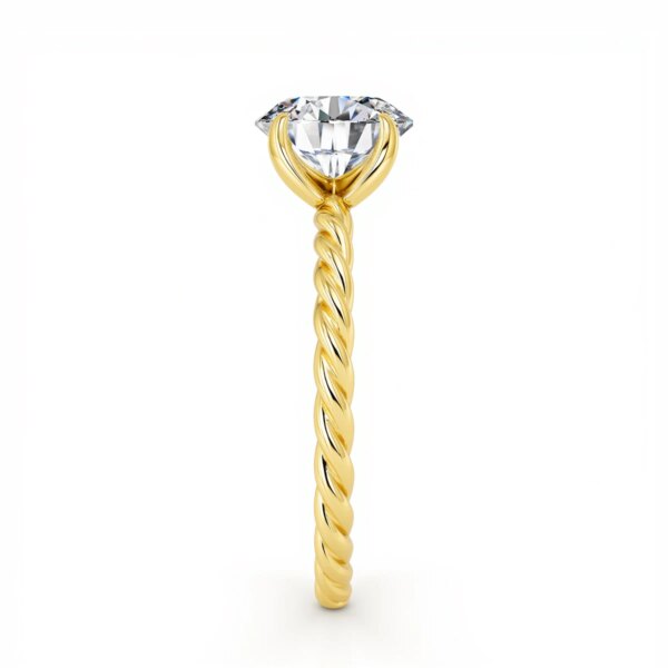 Classic Rope Round Solitaire 14K Yellow Gold Ring