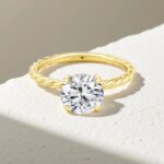 Classic Rope Round Solitaire 14K Yellow Gold Ring
