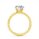 Classic Rope Round Solitaire 14K Yellow Gold Ring