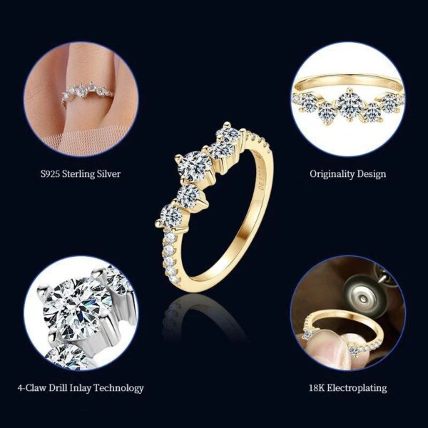 Full Star Moissanite Ring 0.87ctw D Color Bright Cutting