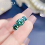 Green Moissanite 4 Carat Sterling Silver Ring