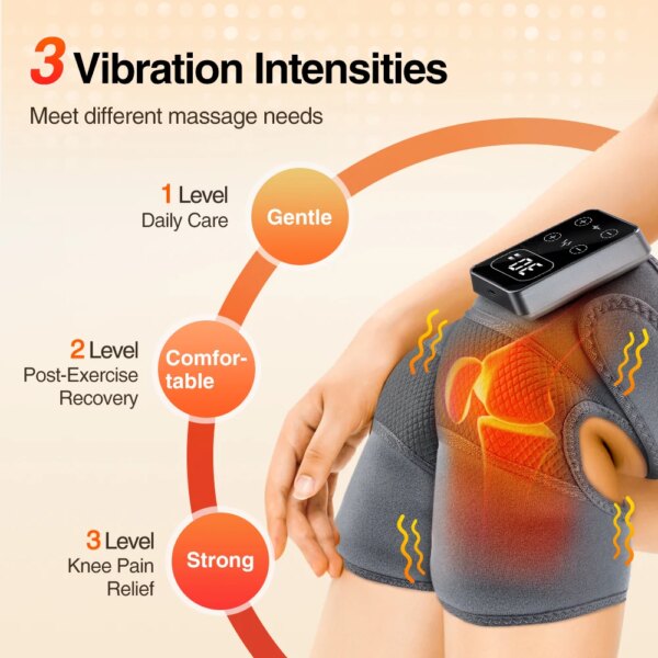 Electric knee massager with vibration and heat support.